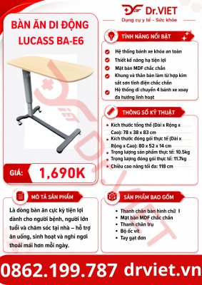 bàn ăn di động lucass ba-e6 2 Bàn Ăn Di Động LUCASS BA-E6