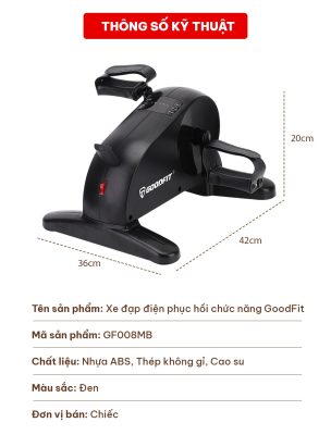 Xe đạp thể dục tại nhà, phục hồi chức năng chính hãng GoodFit GF008MB, trợ lực điện, điều khiển remote