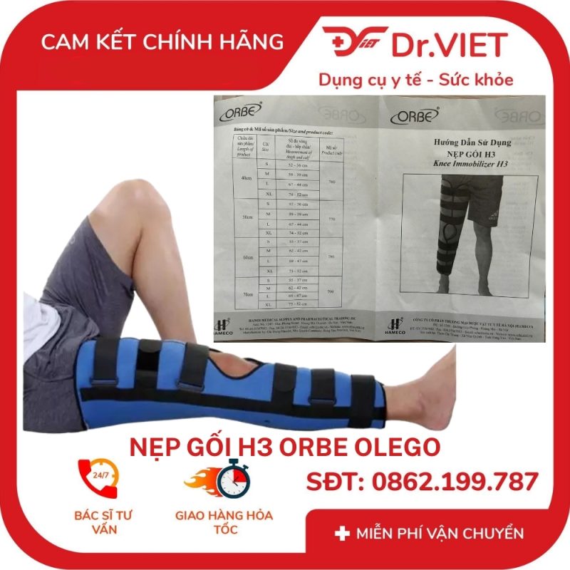 Nẹp gối H3 Orbe Olego size 40, 50, 60, 70cm
