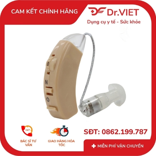 Máy trợ thính Alkato JH-125 đeo sau tai có núm chỉnh âm lượng
