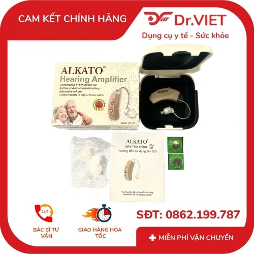 máy trợ thính alkato không dây jh-125 – giải pháp trợ thính gọn nhẹ, dễ dùng cho người lớn tuổi 5 Trọn bộ máy trợ thính Alkato không dây JH-125 kèm nút tai và pin