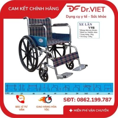 XE LĂN TAY TIÊU CHUẨN LUCASS V9/V9B - hỗ trợ người khuyết tật, người già, người đi lại khó khăn thuận tiện, dễ dàng,