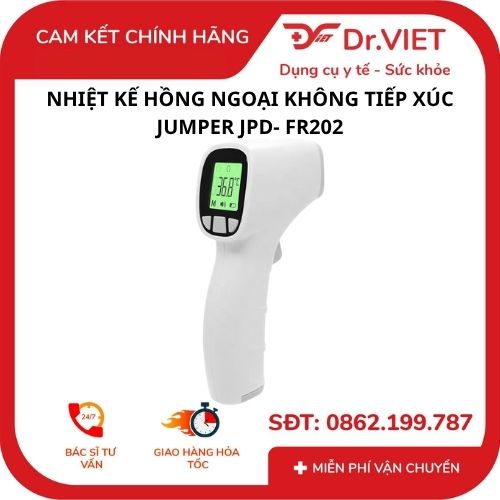 Nhiệt kế hồng ngoại Jumper JPD-FR202 giúp đo nhiệt độ không tiếp xúc nhanh chóng, tiện lợi. Tìm hiểu tính năng, cách dùng và giá sản phẩm tại Dr.Viet.