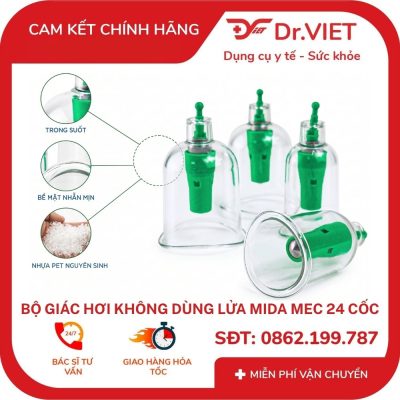 giác hơi tại nhà cho người mới – hướng dẫn theo từng tình huống với bộ giác hơi không dùng lửa mida mec 24 cốc fct0024 6 Cốc PET trong suốt dùng giác hơi tại nhà