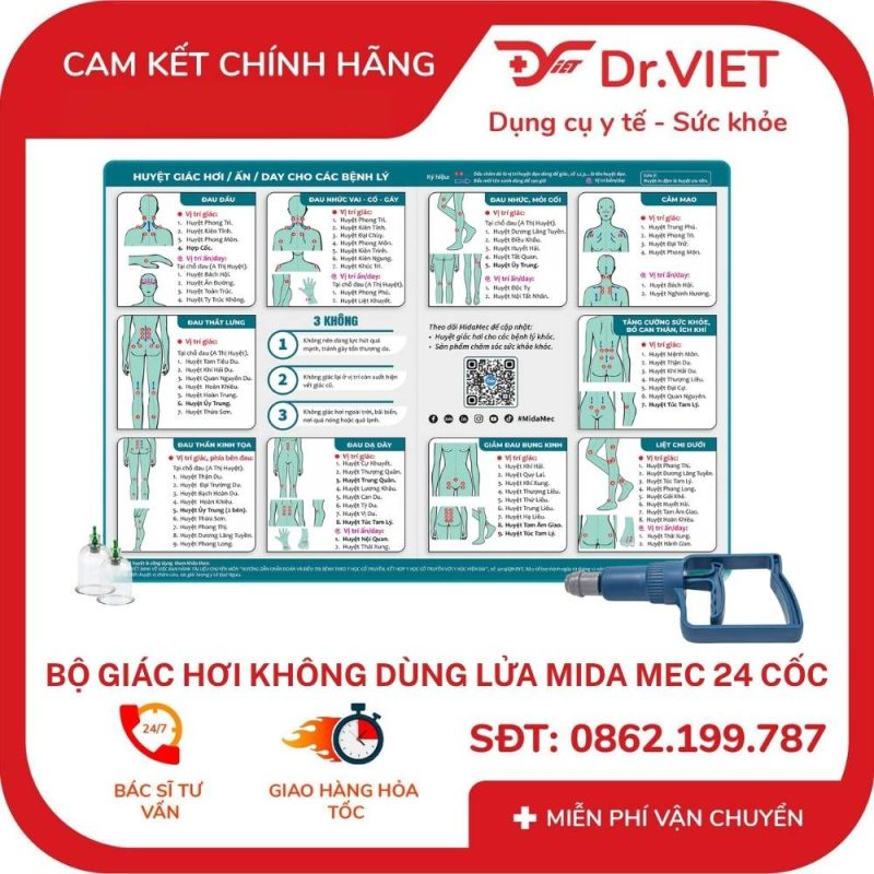 Bộ Giác Hơi Không Dùng Lửa Mida Mec 24 Cốc FCT0024 – Giải Pháp Thư Giãn Cơ, Hỗ Trợ Giảm Đau Mỏi Vai Gáy, Lưng Tại Nhà An Toàn