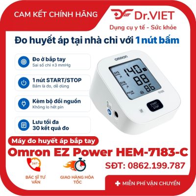 Máy đo huyết áp Omron đo bắp tay 1 nút bấm