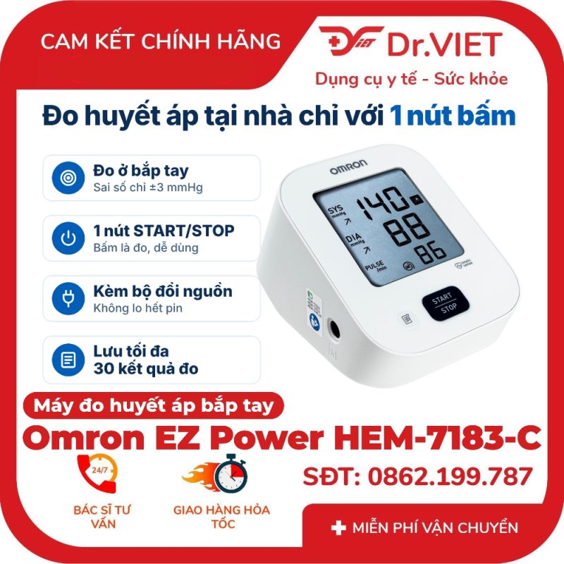 Máy đo huyết áp Omron đo bắp tay 1 nút bấm