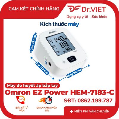 Kích thước máy đo huyết áp Omron EZ Power nhỏ gọn