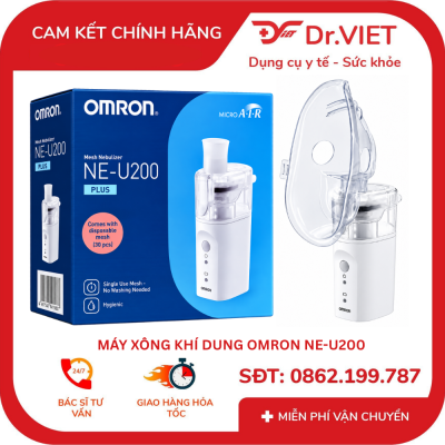 Máy Xông Khí Dung Dạng Lưới OMRON NE-U200 Cho Trẻ Em, Người Lớn, Người Cao Tuổi – Hen Suyễn, Viêm Phế Quản, COPD