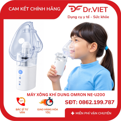 Máy Xông Khí Dung Dạng Lưới OMRON NE-U200 Cho Trẻ Em, Người Lớn, Người Cao Tuổi – Hen Suyễn, Viêm Phế Quản, COPD
